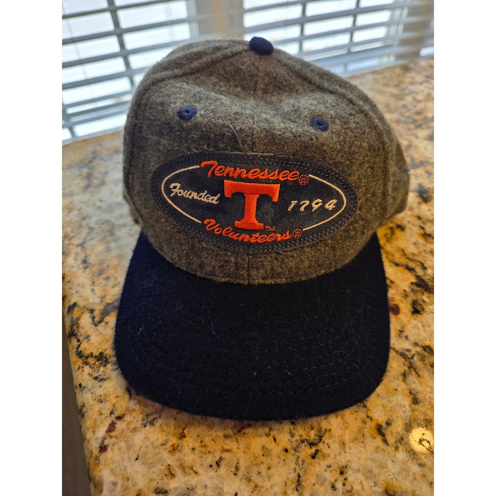 Tennessee‎ Volunteers Hat Mens Grey Wool Adjustable Strapback Cap VTG Style UT